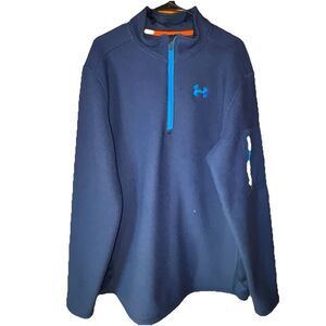 Under Armour Men’s 1/4 Zip  Jacket 2X  2015 Thick Navy Blue Pockets Quality